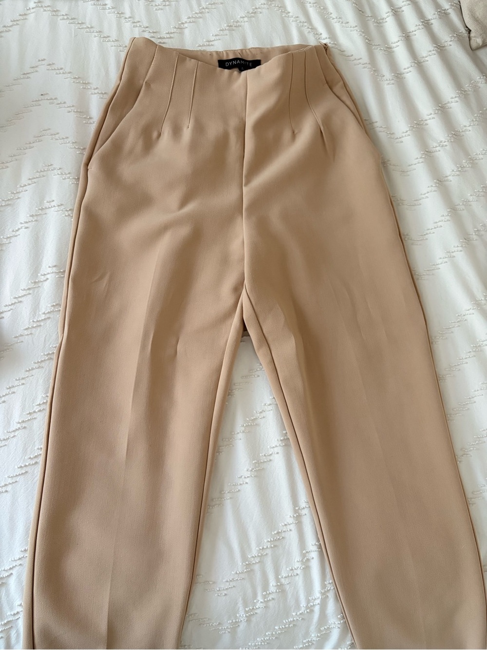 Dynamite Tailored High-Waist Pants in Taupe